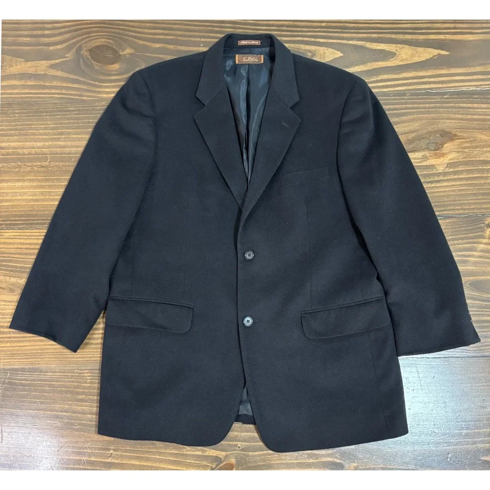 Tasso Elba Mens 100% Camel Hair Blazer Black Lanificio‎ Campore 42R TF52B02